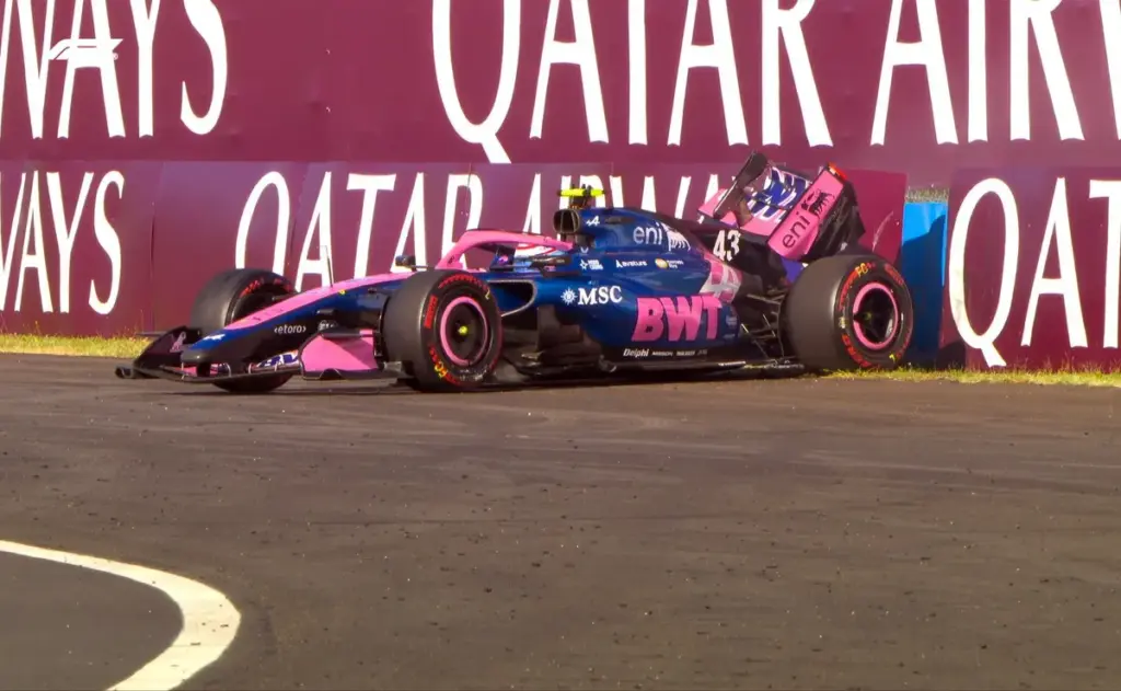 Franco Colapinto se accidentó en la FP2 del GP de Hungría y provocó bandera roja